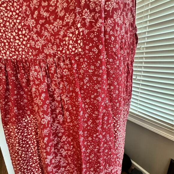 Red Floral Patchwork Dress Comfy Light Weight Size XL - Picture 7 of 9
